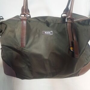 Tumi Olive Green Nylon Leather Trimmed Satchel Shoulder‎ Bag